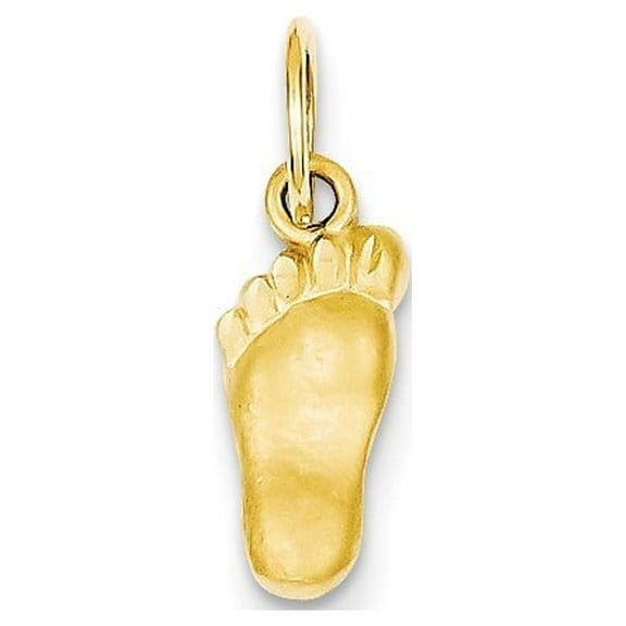 14k Yellow Gold Sparkle-Cut Foot Charm - .6 Grams - Measures 13x6mm
