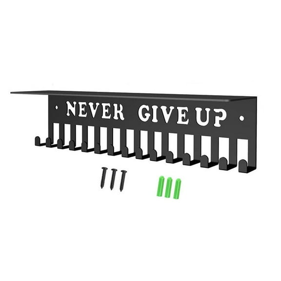 Medal Hanger Display & Trophy Holder, 12 Inches Trophy Display Board Easy To Install Never Give Up Medal Holder Sturdy Trophy Shelf for Boys & Girls Displaying Over 70 Medals And 4 Trophies
