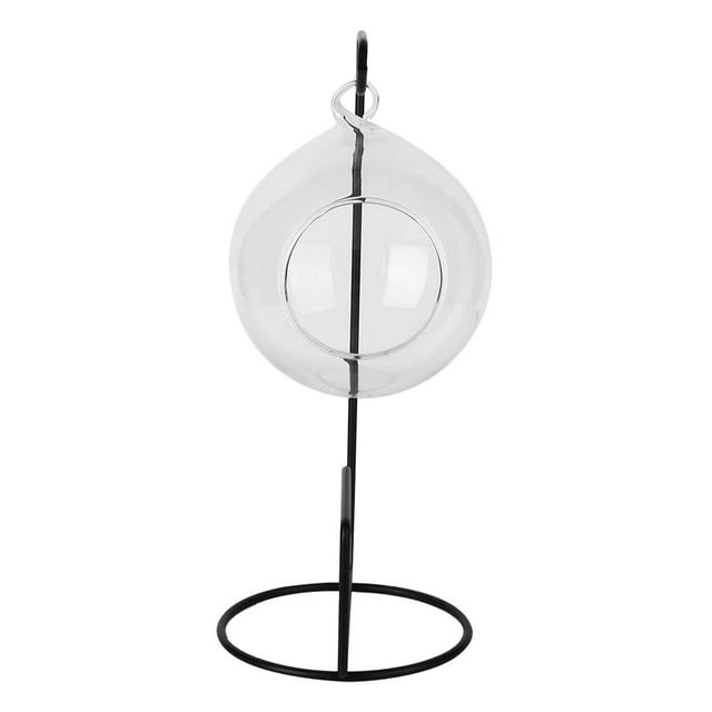 Desktop Hanging Glass Transparent Mini Fish Tank Metal Stand Bracket Aquarium Accessories(Square Iron Shelf 23cm12cm Fish Tank )