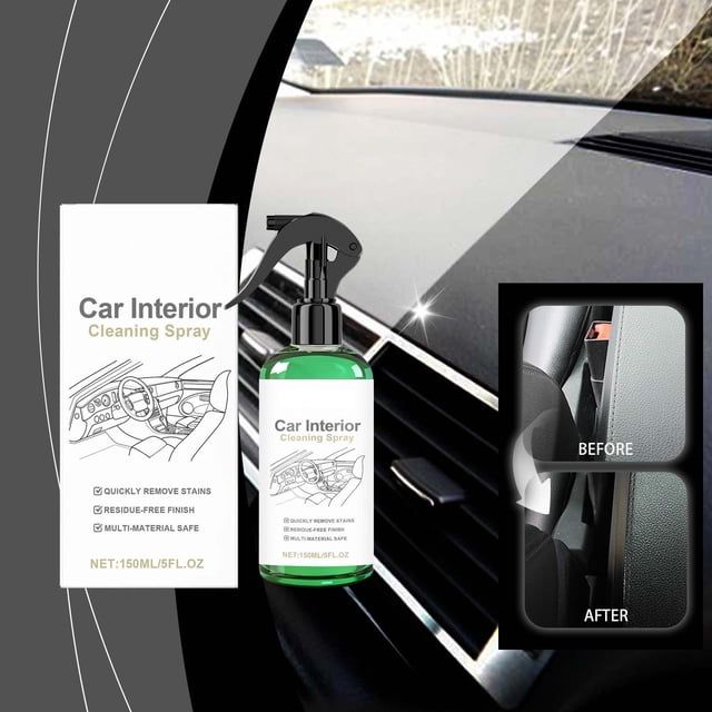 Spray Limpiador para Interiores Automotrices, Removedor de Manchas y Desodorizante con Tensioactivos Potentes, 120 mL para Asientos, Tableros, Paneles, Alfombras y Tapetes de Auto.