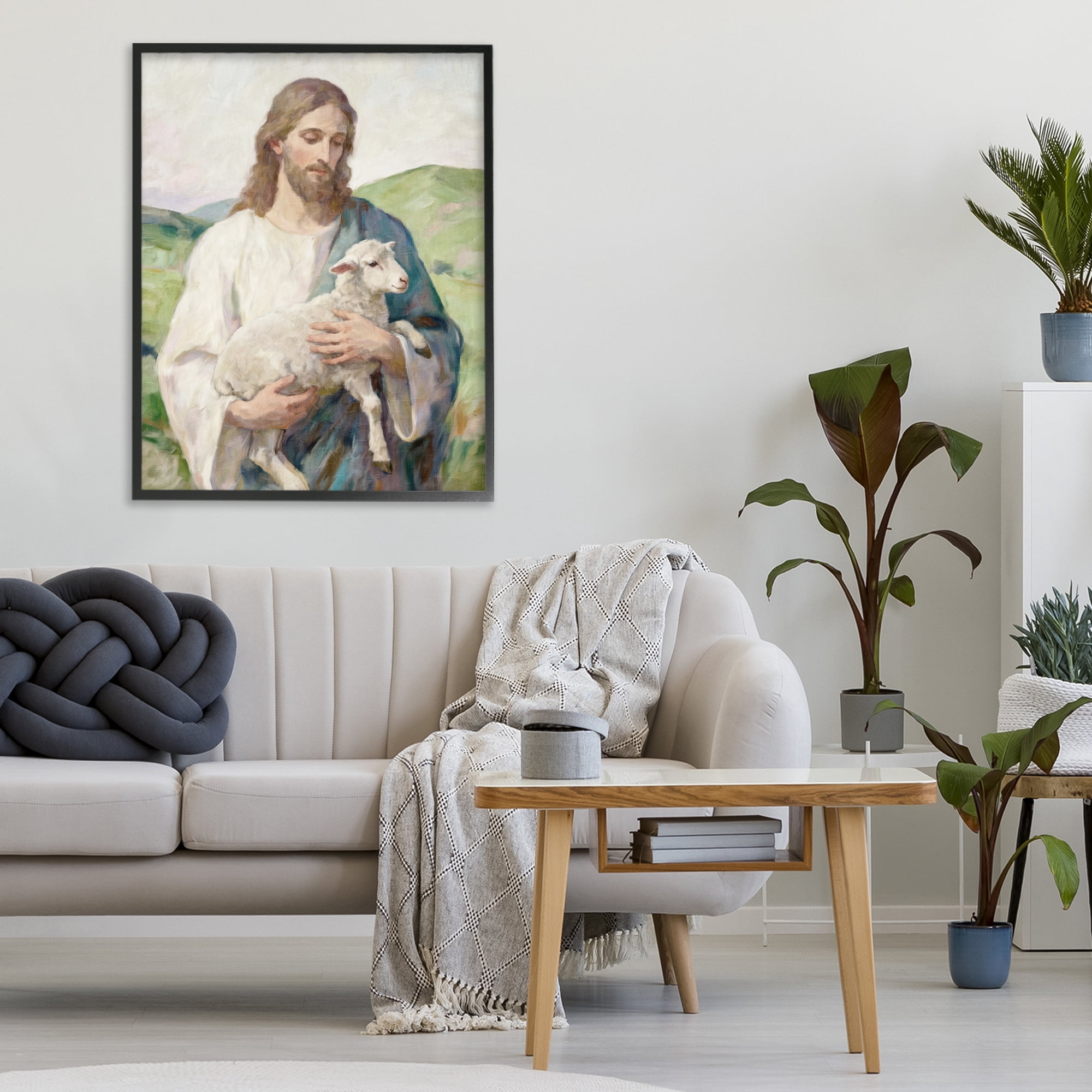 Stupell Industries Little Lamb & Spiritual Figure Black Framed Giclee Art, design by Kim Allen