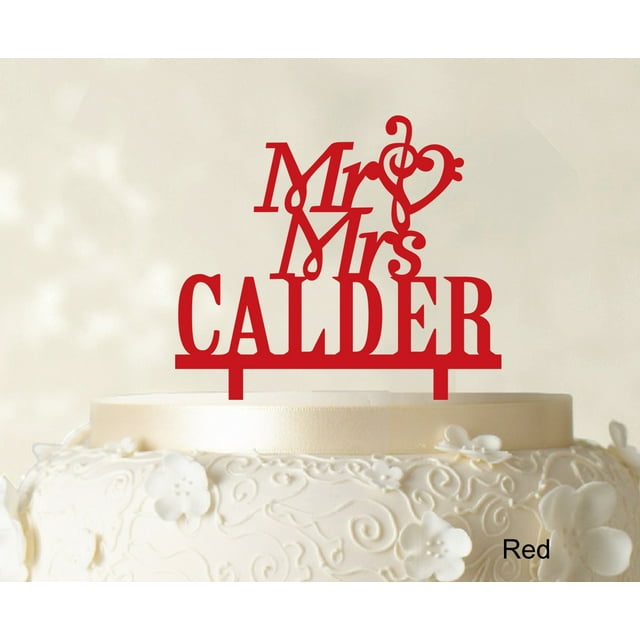 Mr & Mrs Wedding Cake Topper Personalized Red Cake Topper Color Option Available 5-7 Inches Wide