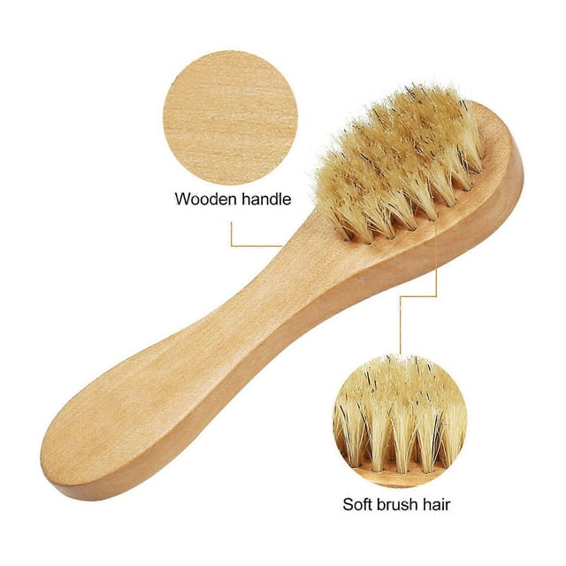 4 Pcs Portable Facial Exfoliating Brush Set with Wooden Handle Soft Bristles for Facial Massage and Cleansing