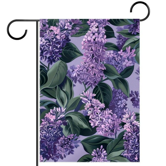 Lilac Flower Floral Pattern Garden Flag Double Sided House Flag for Outdoor Home, Personalized All Year Round Yard Decor 12 x 18 Inch