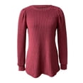 thumbnail image 4 of Chemises à Manches Longues pour Femmes 2026 Printemps Tendance Col Rond Basique Côtelé Tricoté Décontracté T-Shirt Blouse, 4 of 4
