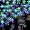 thumbnail image 1 of Luces de navidad solares 100 led esferas bola cristal copo de nieve snowflake style Artego  8 modos de uso para exteriores Guirnalda de luces Copo de Nieve Azul Verde, 1 of 9