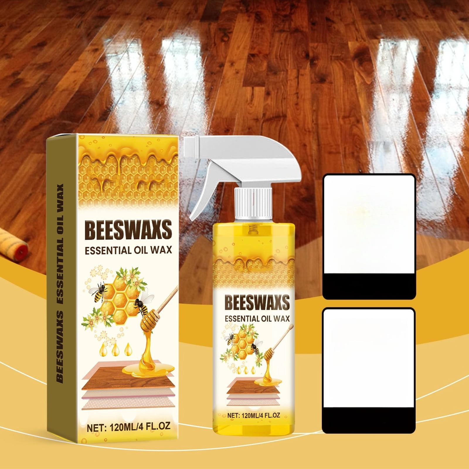Beeswax Wood Polish Spray for Furniture and Floors, Natural Wood Seasoning Beeswax Cleaner for Tables and Cabinets, 4 fl oz