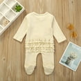 thumbnail image 5 of Musuos Newborn Baby Boy Girls One-piece Footed Pajamas Solid Color Long Sleeve Round Neck Ruffle Nightclothes, 5 of 6