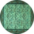 thumbnail image 1 of Ahgly Company Machine Washable Indoor Round Persian Turquoise Blue Traditional Area Rugs, 6' Round, 1 of 4