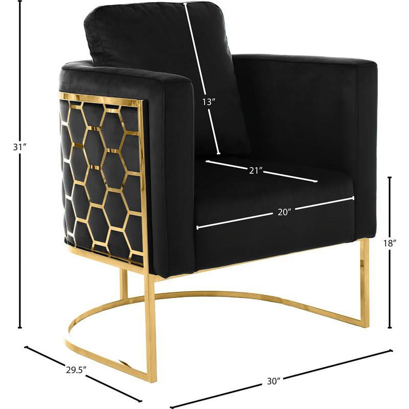 Meridian Furniture Casa Black Velvet Chair with Gold Iron Metal