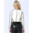 thumbnail image 3 of DARING DIVA Women's PU Leather Cropped Long Sleeve CBolero Short Jacket M Silver, 3 of 5