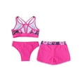 thumbnail image 3 of iiniim Kids Big Girls 3Pcs Athletic Tankini Swimsuit Crop Top with Boyshorts Sport Bathing Suit Rose Red 14, 3 of 7