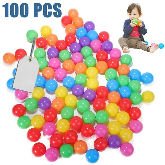 Eurhowing Ball Pit Balls, 100 Pcs Phthalate & BPA Free Crush Proof Plastic Balls for Ball Pit, 7 Bright Colors Reusable Play Toys with Storage Bag, Gifts for Toddler Baby Kids