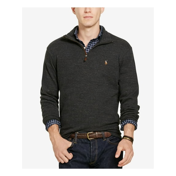 RALPH LAUREN Mens Gray Long Sleeve Collared Classic Fit Quarter-Zip Pullover Sweater M