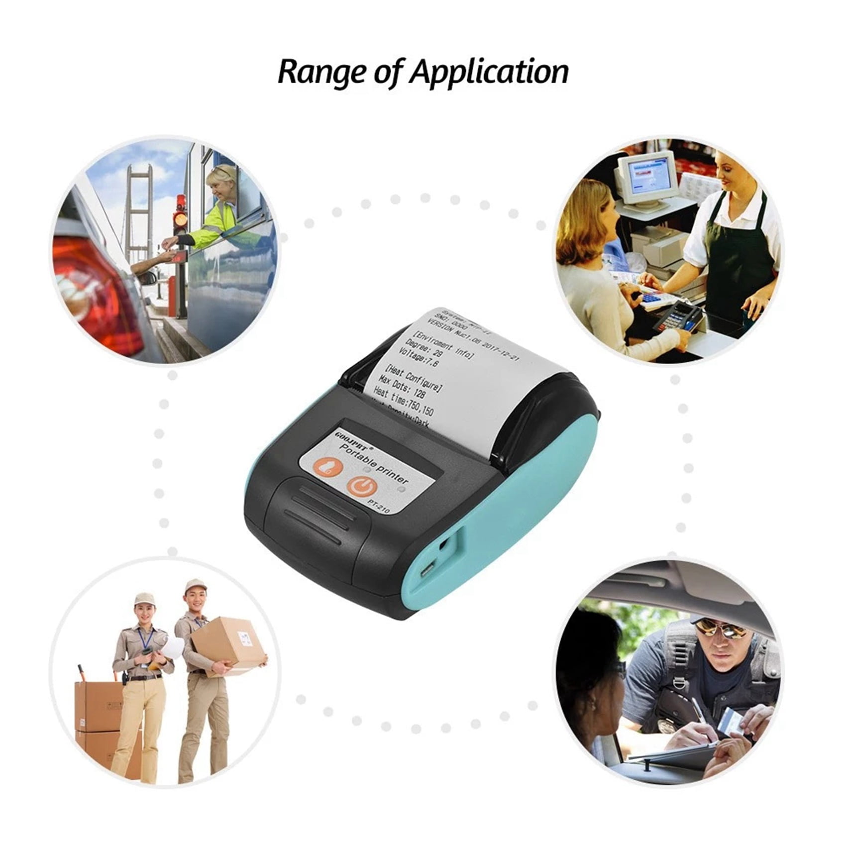 5X PT-210 Portable Thermal Printer Handheld 58mm Receipt Printer