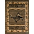 thumbnail image 2 of Lodge, Cabin Nature and Animals Area Rug - Geometric Design Cabin Area Rug - Abstract, Chocolate Brown/Beige-Horse Riding, 2 of 7