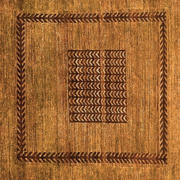Ahgly Company Indoor Square Abstract Orange Modern Area Rugs, 7' Square
