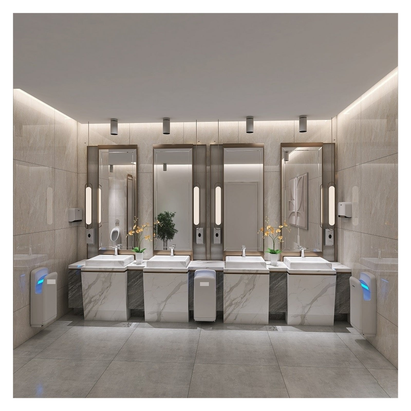 Double-sided Jet Hand Dryer, Automatically Sense Vertical Wall-mounted High Speed Jet-type Hands Drying Machine For Bathrooms ,Power as an Elephant