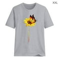 thumbnail image 2 of Blouse Été Manches Courtes T-shirt Tournesol Blouse Femmes Col Rond Top, Gris Clair, XXL, 2 of 5