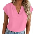thumbnail image 2 of hlysgo Women's Cap Sleeve Tops V Neck Dressy Casual Blouses Summer Work Business Shirts Pink,M, 2 of 6