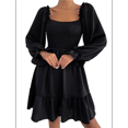 thumbnail image 1 of Women's Square Neck Lantern Long Sleeve Ruffle Shirred Flowy Party Mini Dress, 1 of 9
