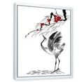 thumbnail image 3 of Designart 'Red Flowers With Japanese Cranes Bird Drawing' Traditional Framed Canvas Wall Art Print, 3 of 5