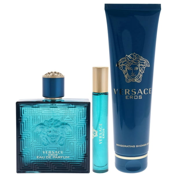 Set de Regalo Versace Eros para Hombres 3 Piezas EDP 3,4 oz y Gel de Ducha 5 oz