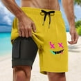 thumbnail image 2 of Men Workout Shorts Swim Trunks Compresssion Liner Inseam Board Shorts Bathing Suit With Pockets Running Shorts Yellow L, 2 of 4