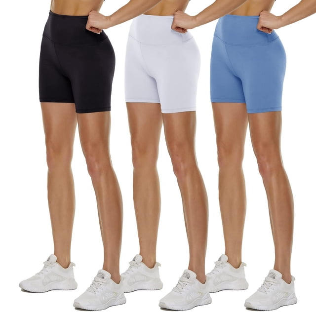 Pantalones cortos moteros QGGQDD de cintura alta, paquete de 3/5/8 para mujer, negros