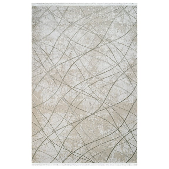 Evelyn Grey Geometric Acrylic Area Rugs for Living Room Jacquard Textured Modern Rugs Soft Geometric Rug for Bedroom Washable Rug Non-Slip Bohemian Carpet Perfect for Dining Room Office Beige