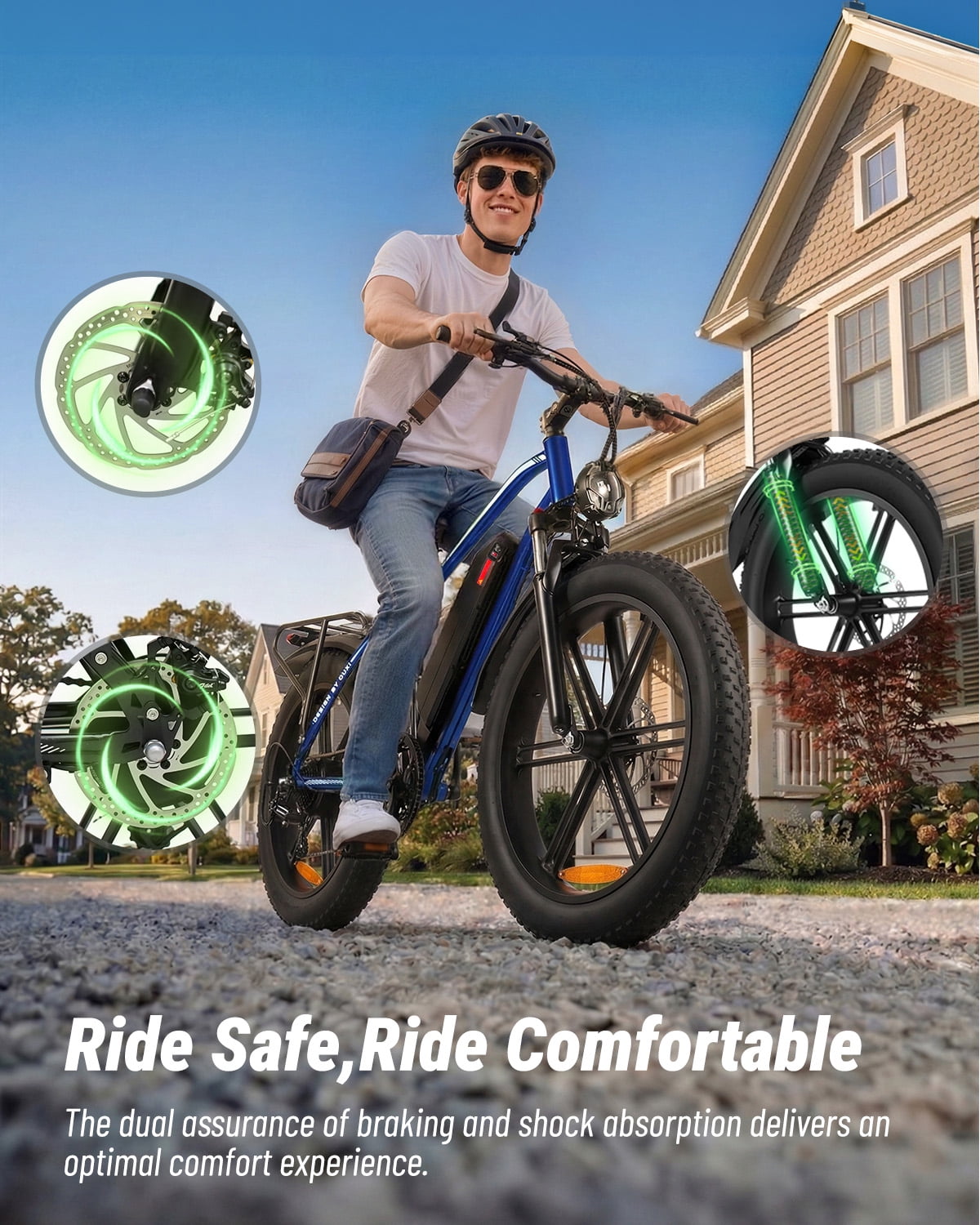 VTKOW R7 Fat Tire Electric Bike, 1000W Peak High Power Off-Road Ebike, 48V 13Ah Battery 25MPH, 20" All-Terrain Electric Mountain Bicycle with Front Suspension, 7-Speed, UL Certified
