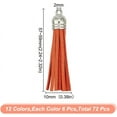 thumbnail image 2 of 72 Pcs 12 Colors Faux Suede Tassel Charms Tassel Pendants with Platinum Findings DIY Jewelry Making Keychain Cell Phone Charms, 2 of 7