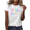 thumbnail image 1 of Bowake Chemise Easter pour Femmes, T-Shirt Graphique Œuf Mignon, Hauts Imprimés Lettres, Col Rond Décontracté, Manches Courtes, Cadeaux Easter, 1 of 3