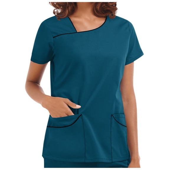LYMAYTER S-3XL Women Medical Scrub Tops Square Neckline T-Shirt Leisure Ventilate Nurse Work Uniform Shirts