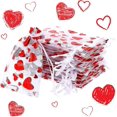 thumbnail image 1 of 80 Pieces Heart Candy Bags Organza Jewelry Pouches 3.1 X 4 Inch Pouch Drawstring Bags For Jewelry Packaging Valentine's Day Wedding Festival Party Sup, 1 of 4