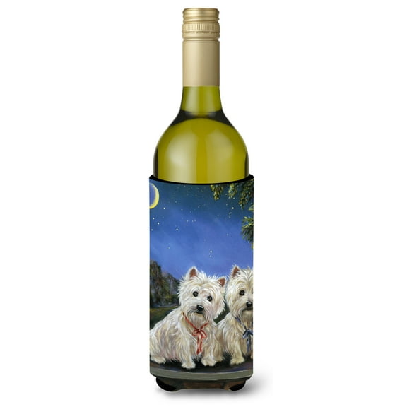 Carolines Treasures PPP3122LITERK 24 oz Westie Moonlight Stroll Wine Bottle Hugger