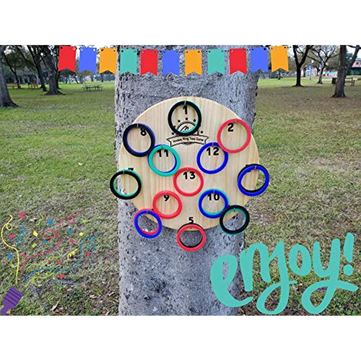 Ring Toss Game with 24 Rings. Beautifully Finished Mens, Dad, Boys, or Girls Gifts. Just Hang on Wall and Play, Fun Outdoor Games. - image 2 of 8