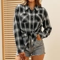 thumbnail image 3 of Women's Flannel Shirt Long Sleeve Button-Up Shirt Casual Top, 3 of 8