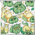 thumbnail image 1 of Whimsical Cartoon Cats Shower Curtain - Vibrant Colors & Golden Crowns, 1 of 4