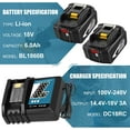 thumbnail image 3 of 2 Packs 6.0Ah Li-ion BL1860B Battery and DC18RC Charger Replacement for Makita 18V BL1860 BL1850B BL1840B BL1830B, 3 of 10