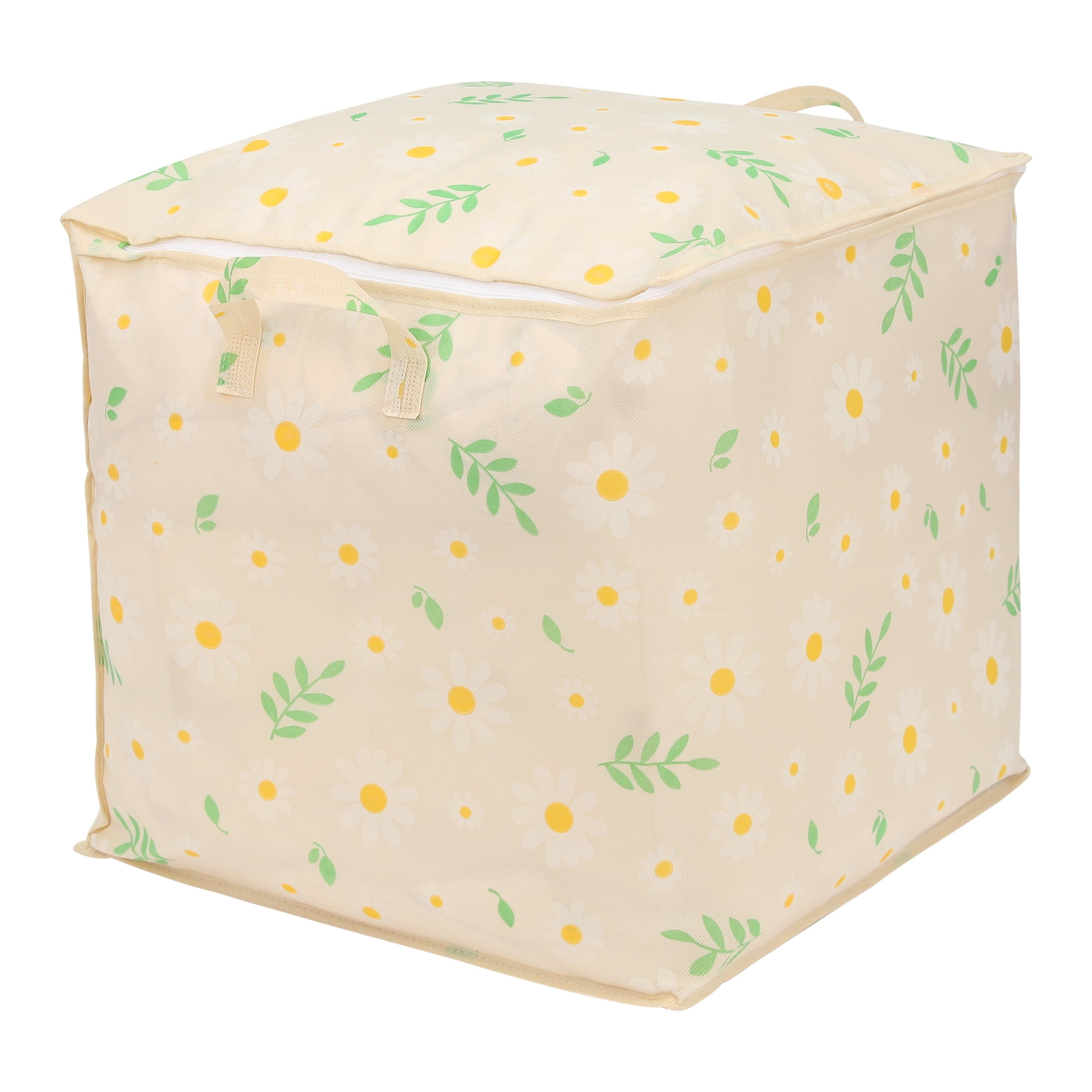Unique Bargains 1 Pc Clothes Storage Foldable Storage Bags Beige 17*17*17in