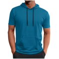 thumbnail image 2 of Ahabrexf Men's Short Shorts, Solid Color Casual Sports Pocket Drawstring Hooded Blouse, 2 of 8