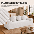 thumbnail image 3 of 3 Seater Corduroy Sofa, UHOMEPRO No Assembly Deep Seat Couch, Comfy Loveseat Sofa with Plush Foam Cushion, Modern Floor Sofa for Living Room, Bedroom, Apartment, Guest Room, White, 3 of 8