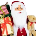 thumbnail image 3 of Northlight Traditional Santa Claus with Teddy Bear and Gift Bag Standing Christmas Figure - 5', 3 of 9