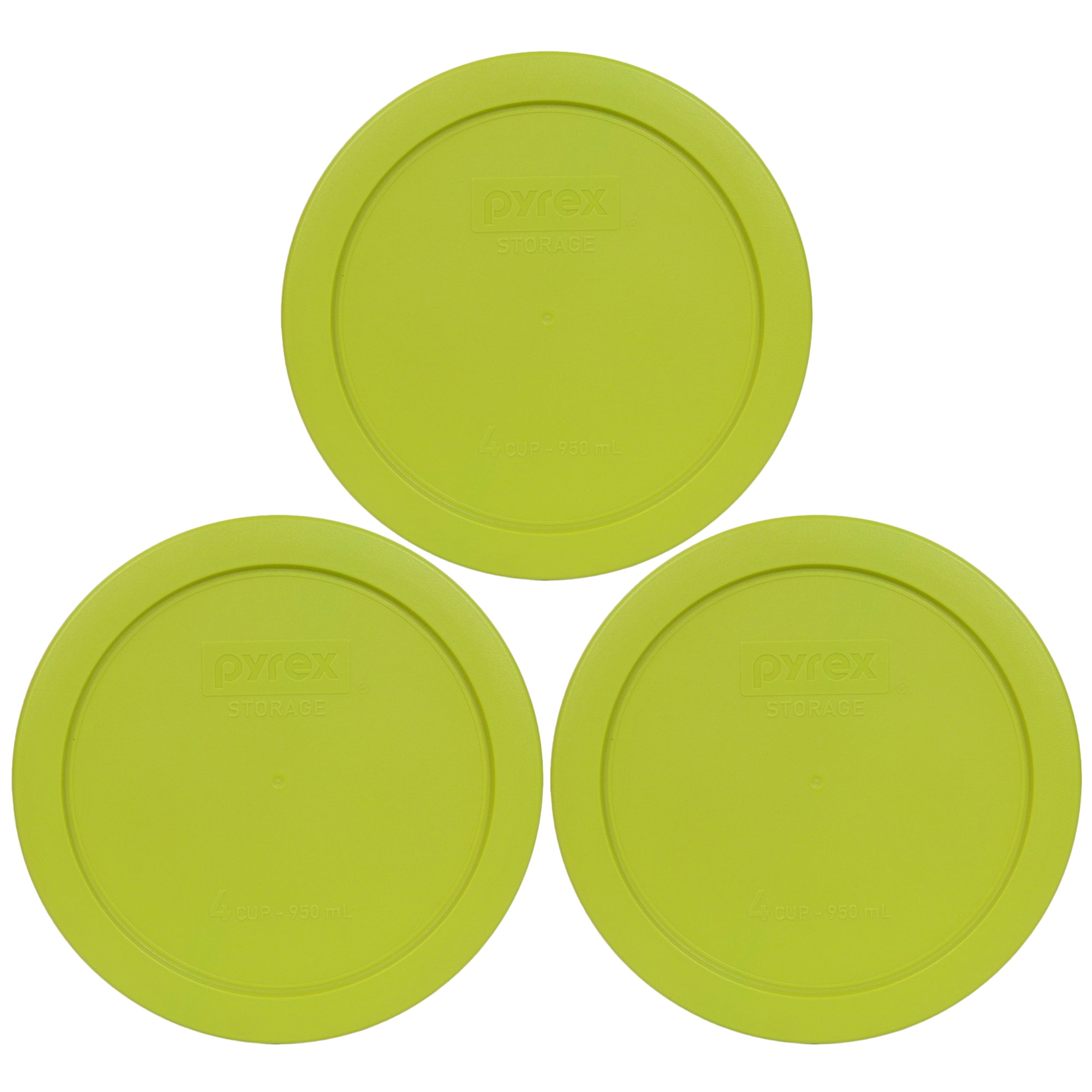 Pyrex Replacement Lid 7201PC Green Edamame Round Cover (3Pack) for Pyrex 7201 4Cup Bowl (Sold