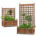thumbnail image 3 of Wood Planter Raised Beds with Trellis 45" High Planter Box for Garden Patio, 3 of 10
