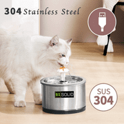 U.S. Solid 2.5L Cat Water Fountain Stainless Steel Dog Pet Water Dispenser