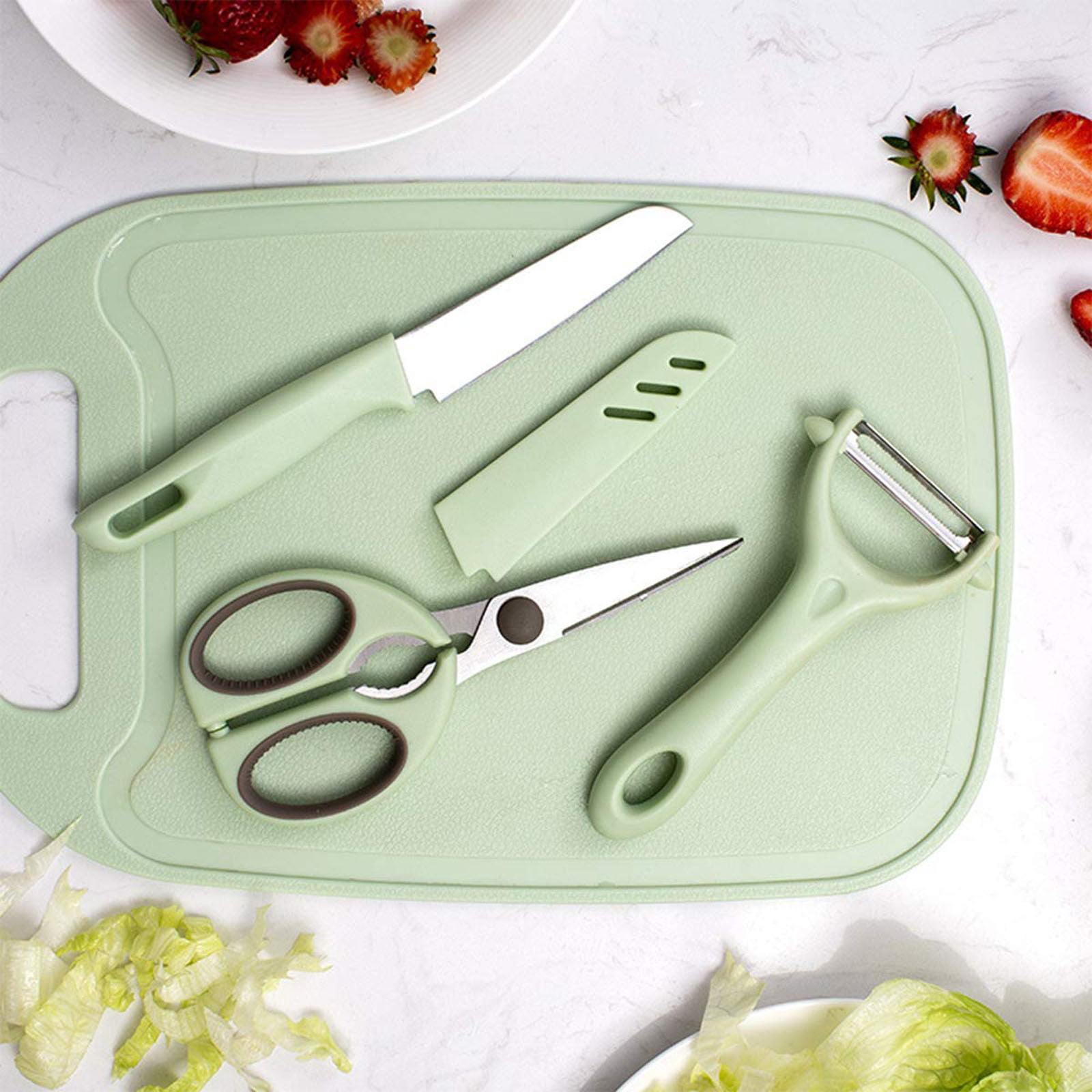 4-Piece Cutting Board Set with Knife & Shears