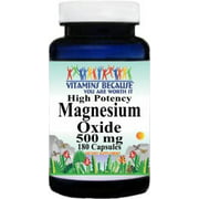 Magnesium Oxide High Potency 500 mg 180 Capsules by Vitamins Because