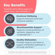 MethylPro 15mg L-Methylfolate - Professional Strength Active Methylfolate, 5-MTHF Supplement for Mood Support & Brain Health - Non-GMO + Gluten-Free with No Fillers (60 Capsules)